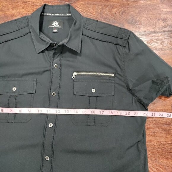 Rock & Republic Downtown Cool Iconic Button Front Shirt Navy Blue Mens Size L - Picture 9 of 14